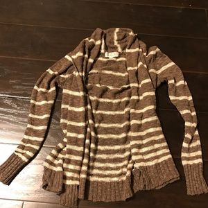 Tan and cream sweater cardigan
